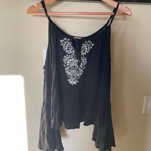 Hollister Womens Black Flowy Bell Sleeve Blouse Size S